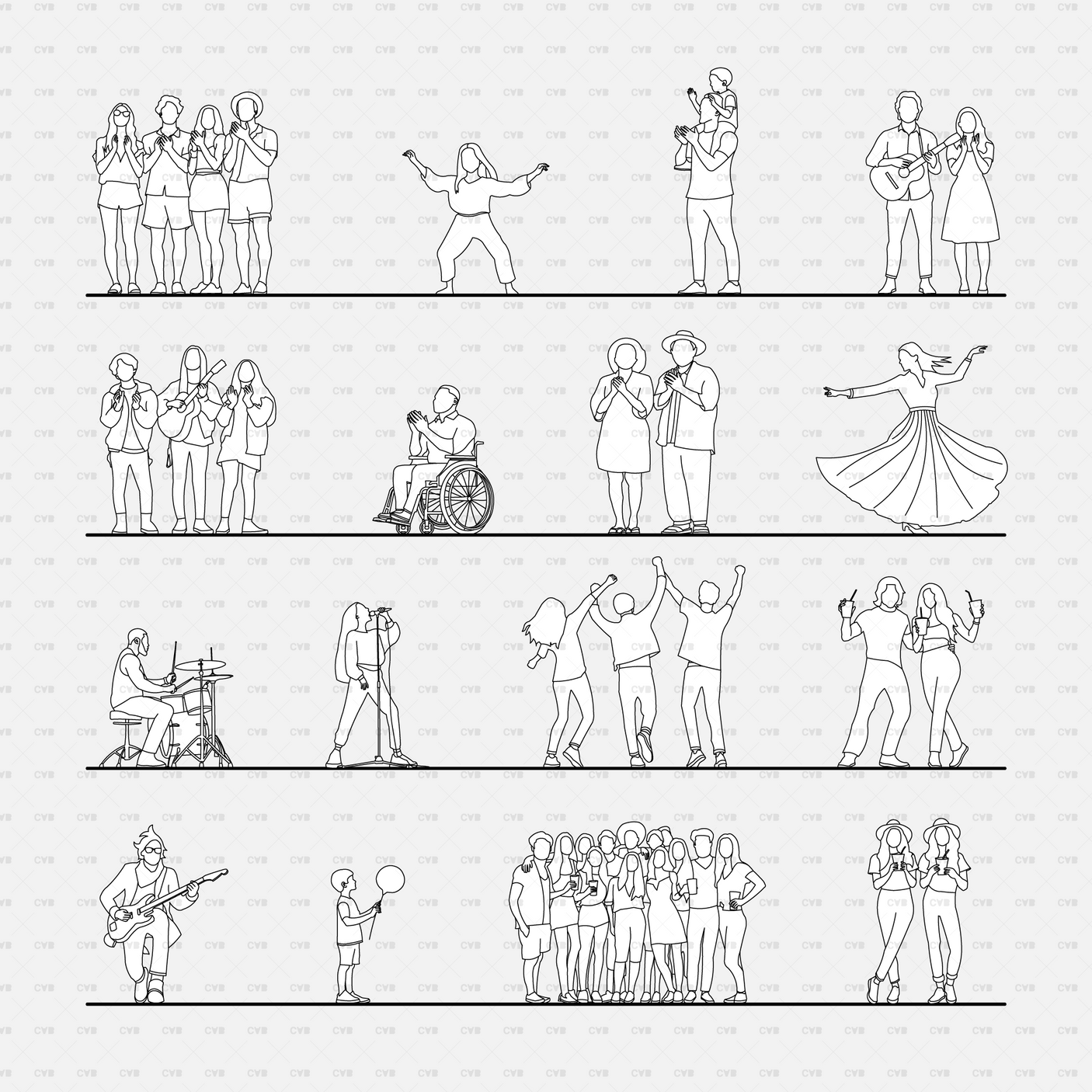 download high quality cad blocks and vector cadasbuilt people at festivals