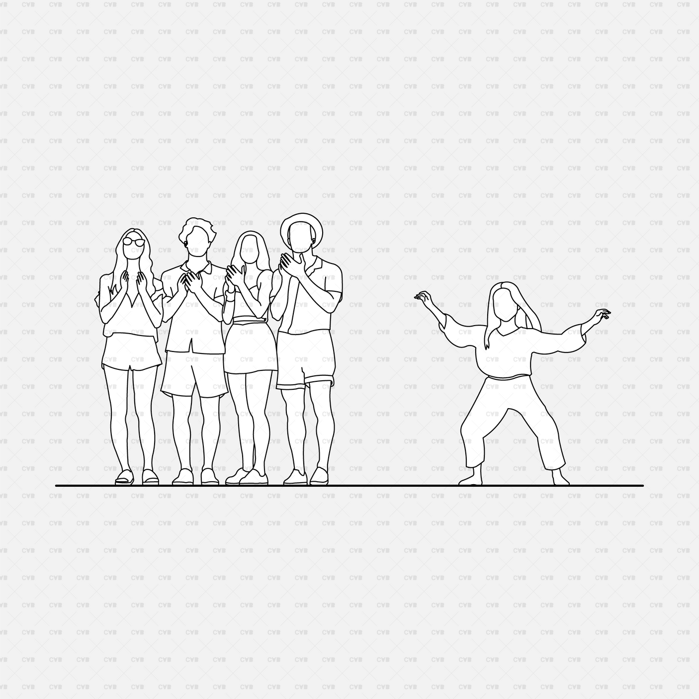 download high quality cad blocks and vector cadasbuilt people at festivals people watching performance and dancing