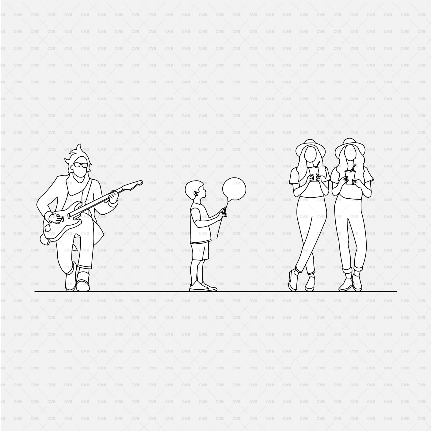 download high quality cad blocks and vector cadasbuilt people at festivals eating