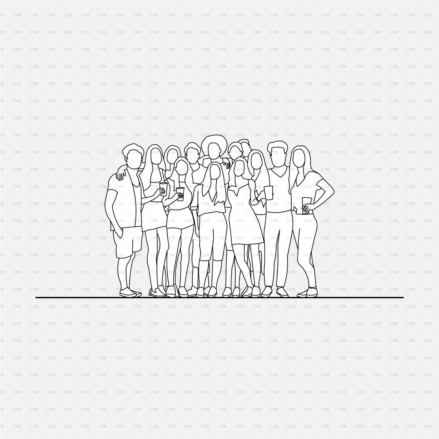 download high quality cad blocks and vector cadasbuilt people at festivals in groups