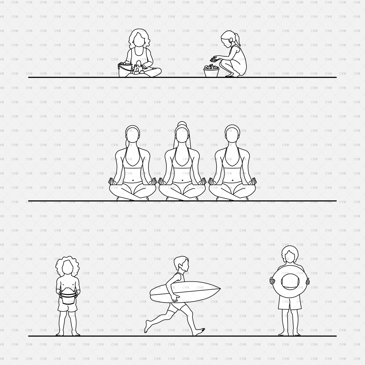 download cadasbuilt cad blocks and vector people at the beach children playing