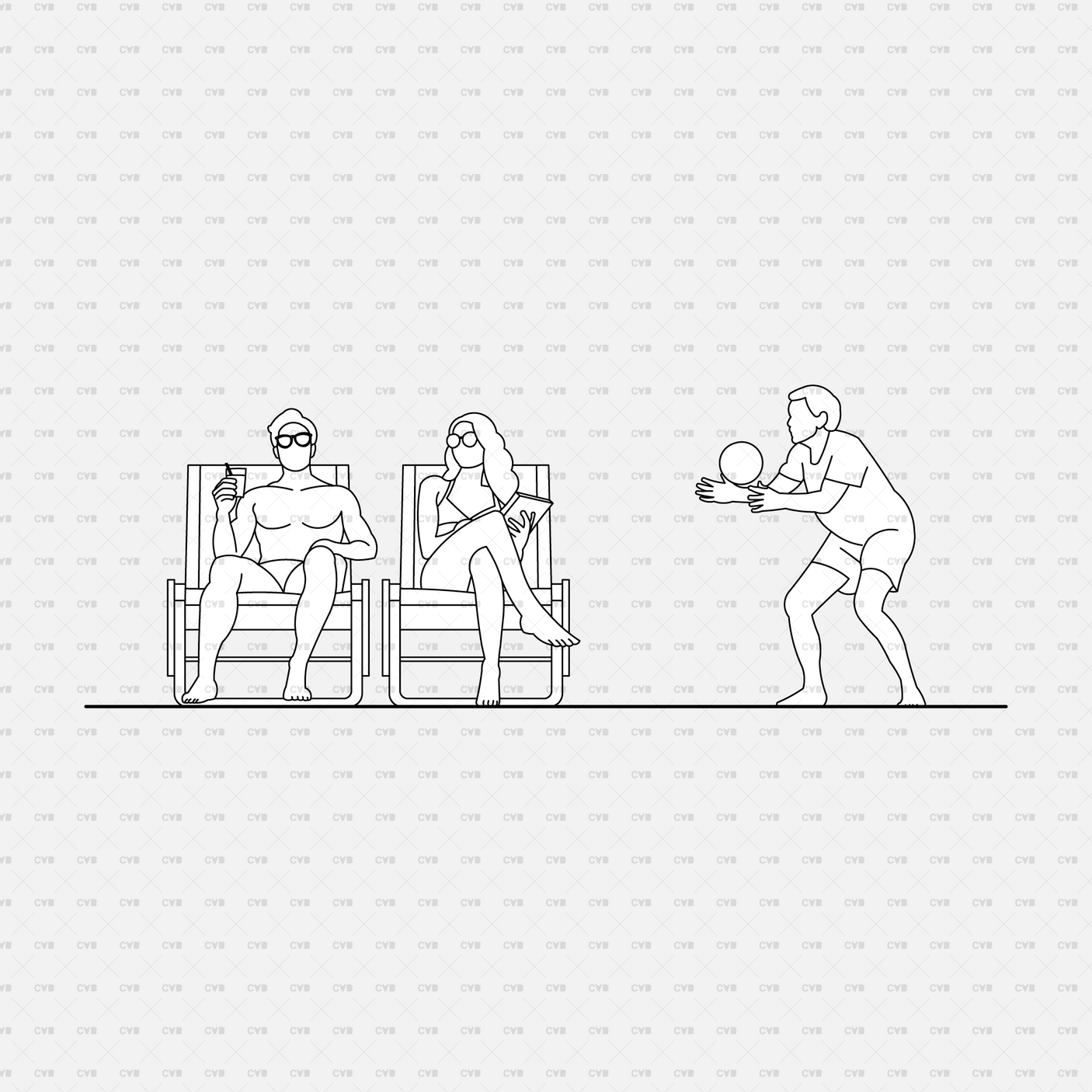 download cadasbuilt cad blocks and vector people at the beach