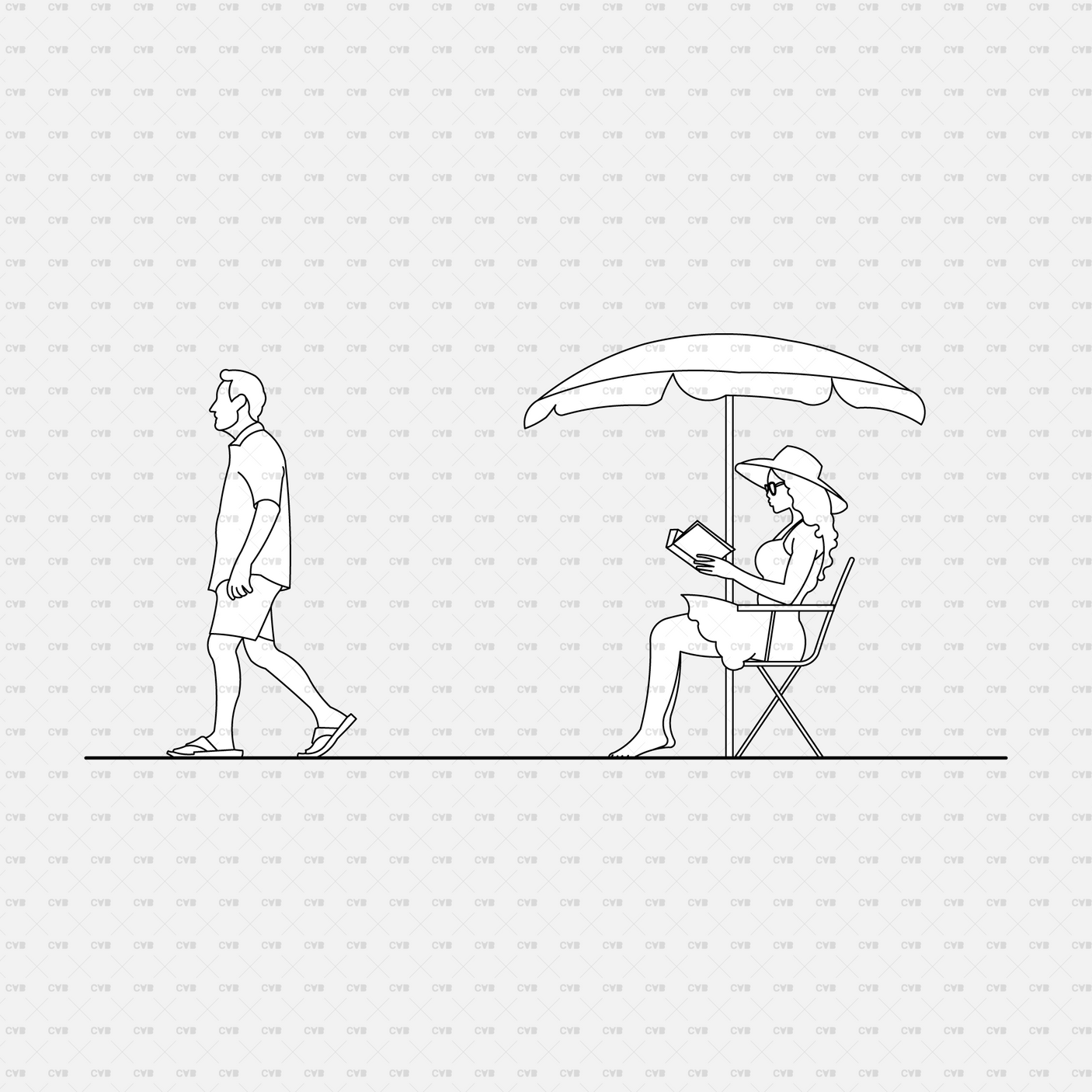 download cadasbuilt cad blocks and vector people at the beach