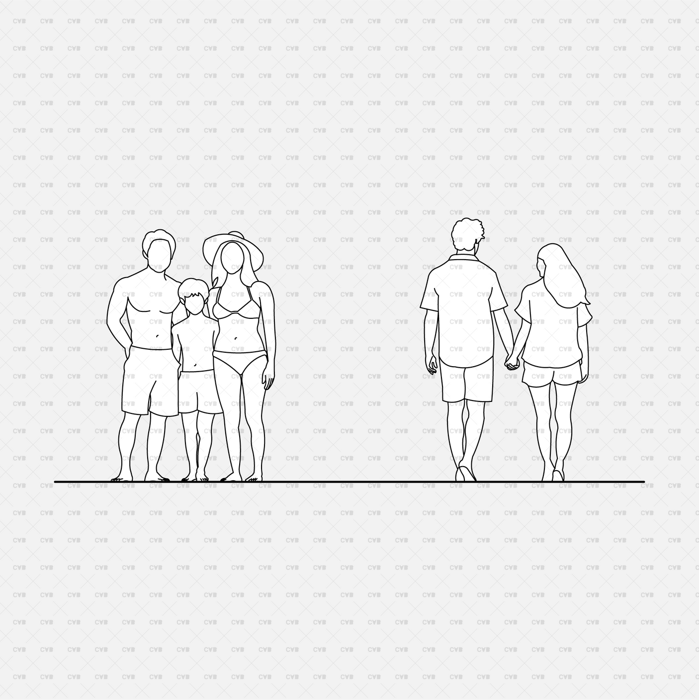 download cadasbuilt cad blocks and vector people at the beach couple