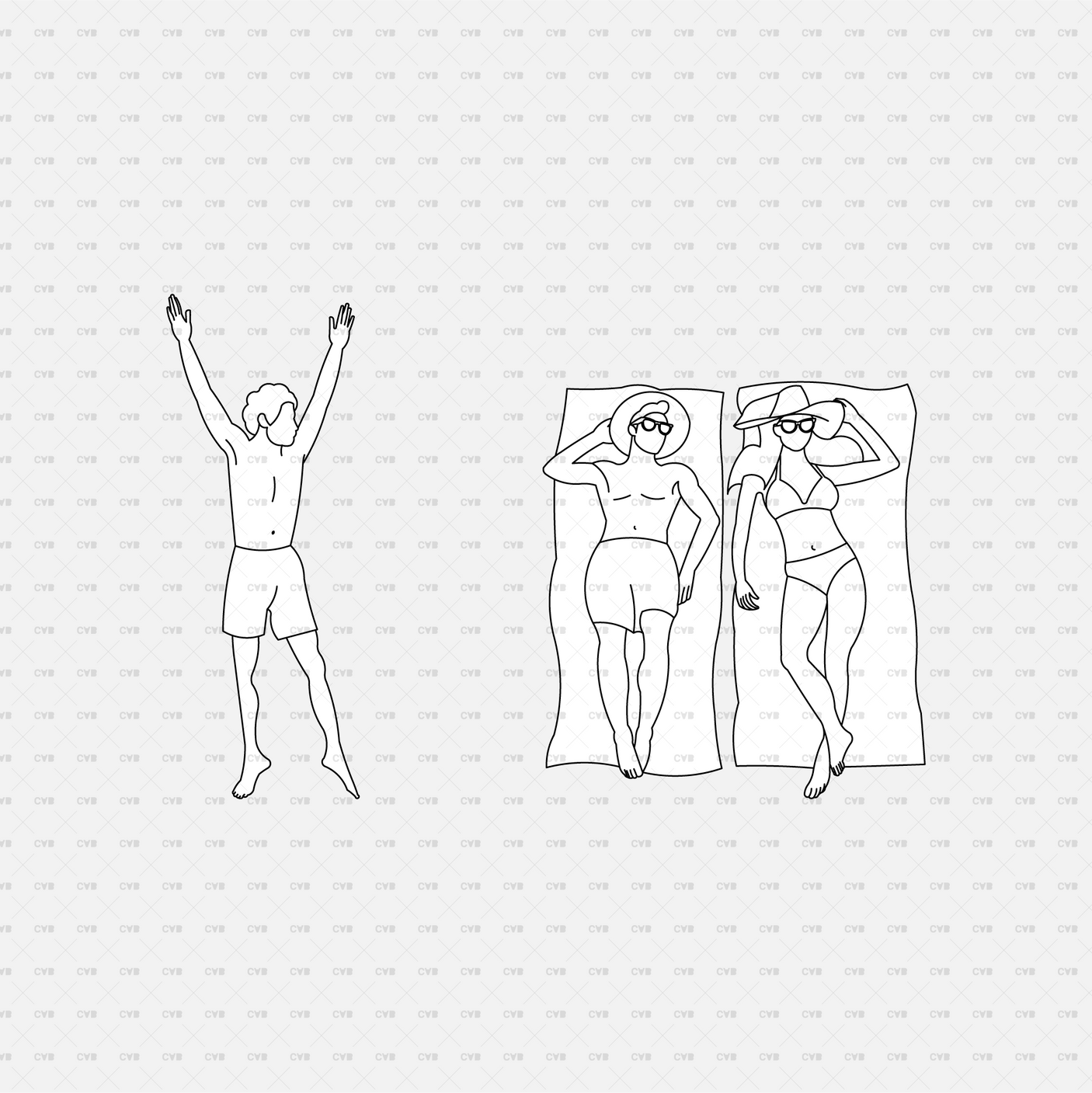 download cadasbuilt cad blocks and vector people at the beach couple laying