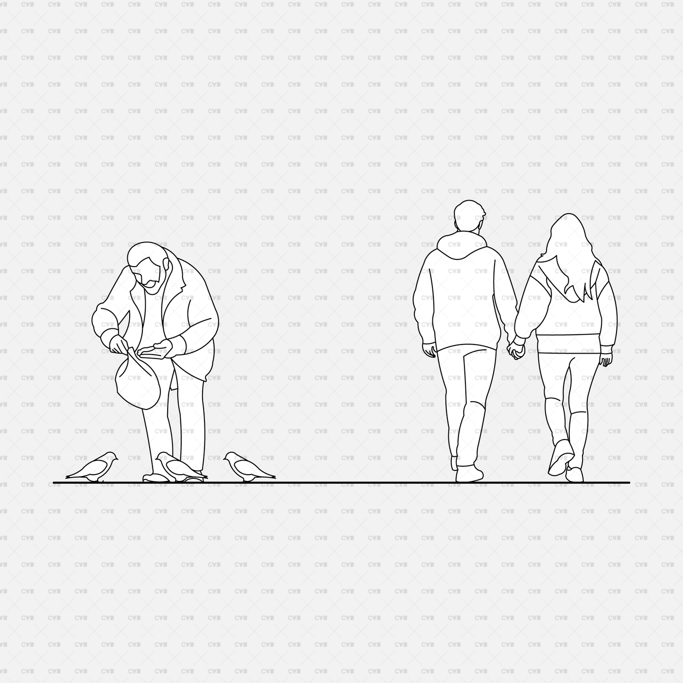 download high quality CAD vector blocks Cadasbuilt People in parks