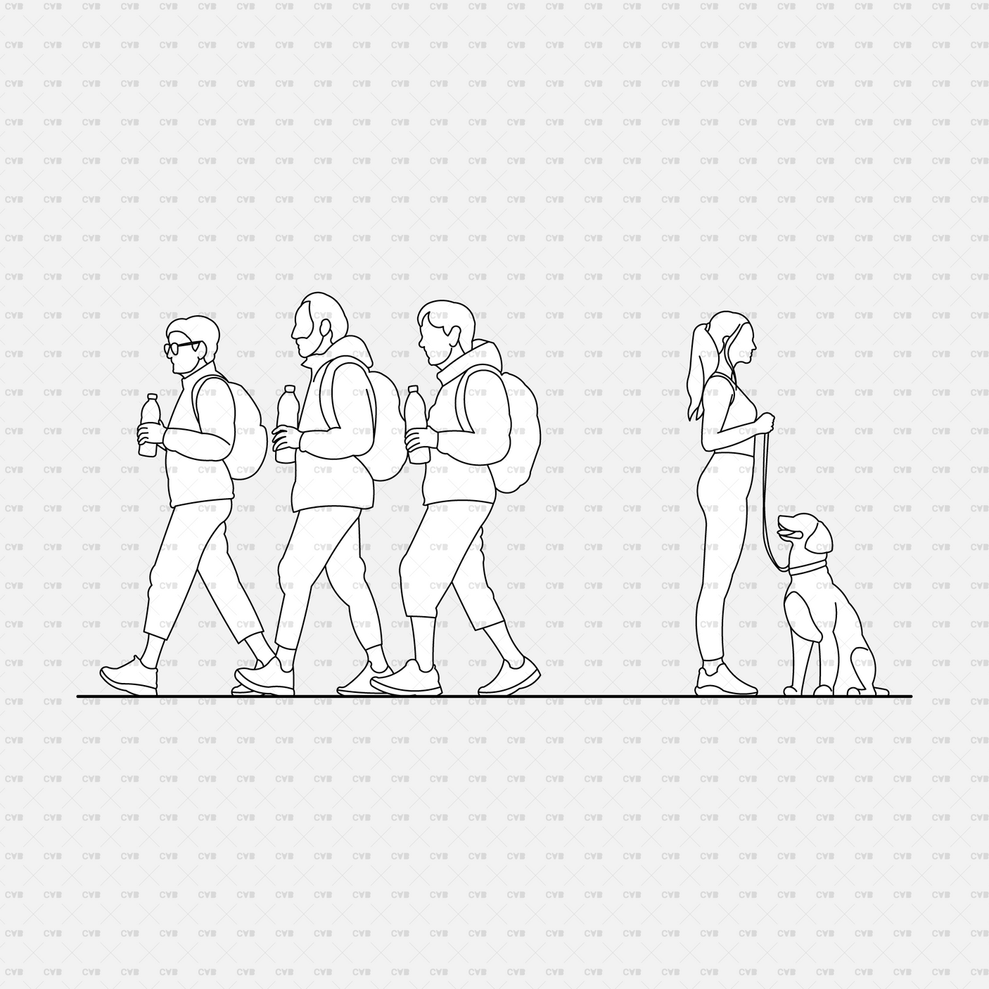 download high quality CAD vector blocks Cadasbuilt People in parks walking