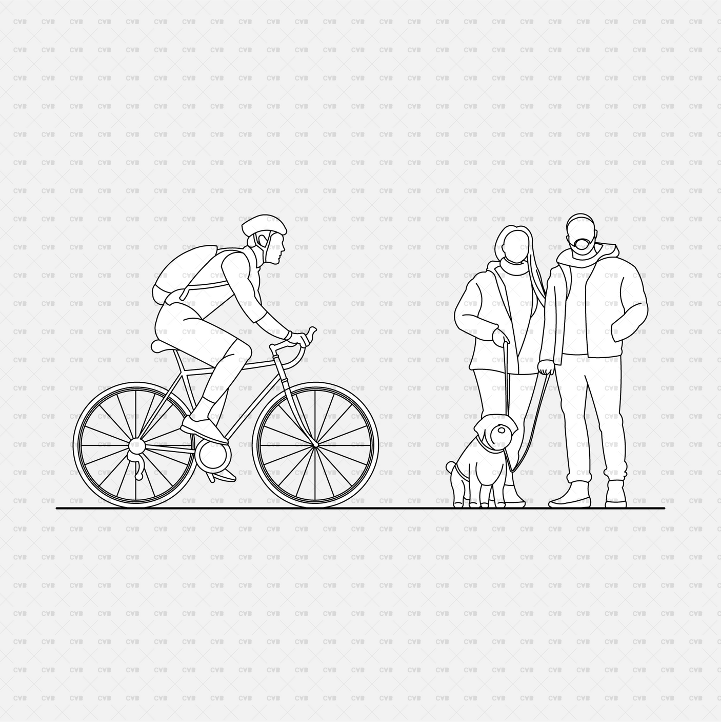 download high quality CAD vector blocks Cadasbuilt People in parks cycling