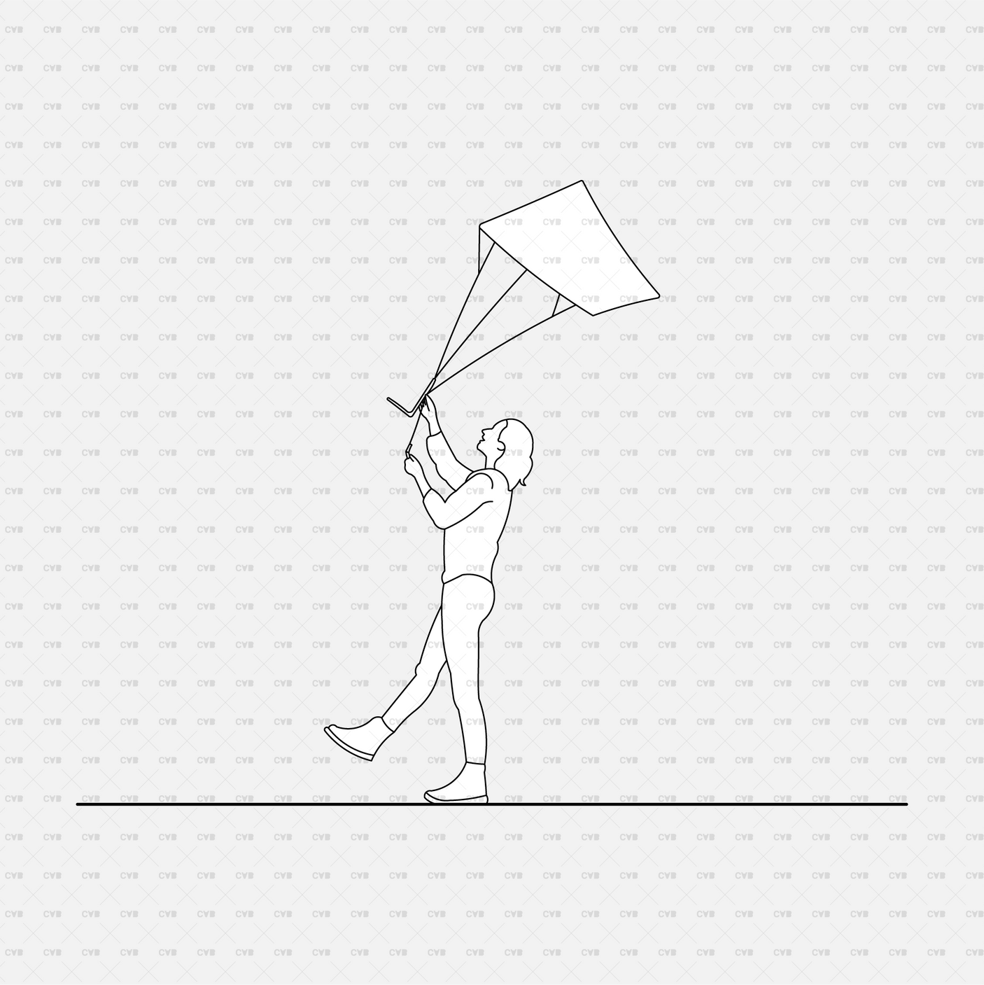 download high quality CAD vector blocks Cadasbuilt People in parks playing kite