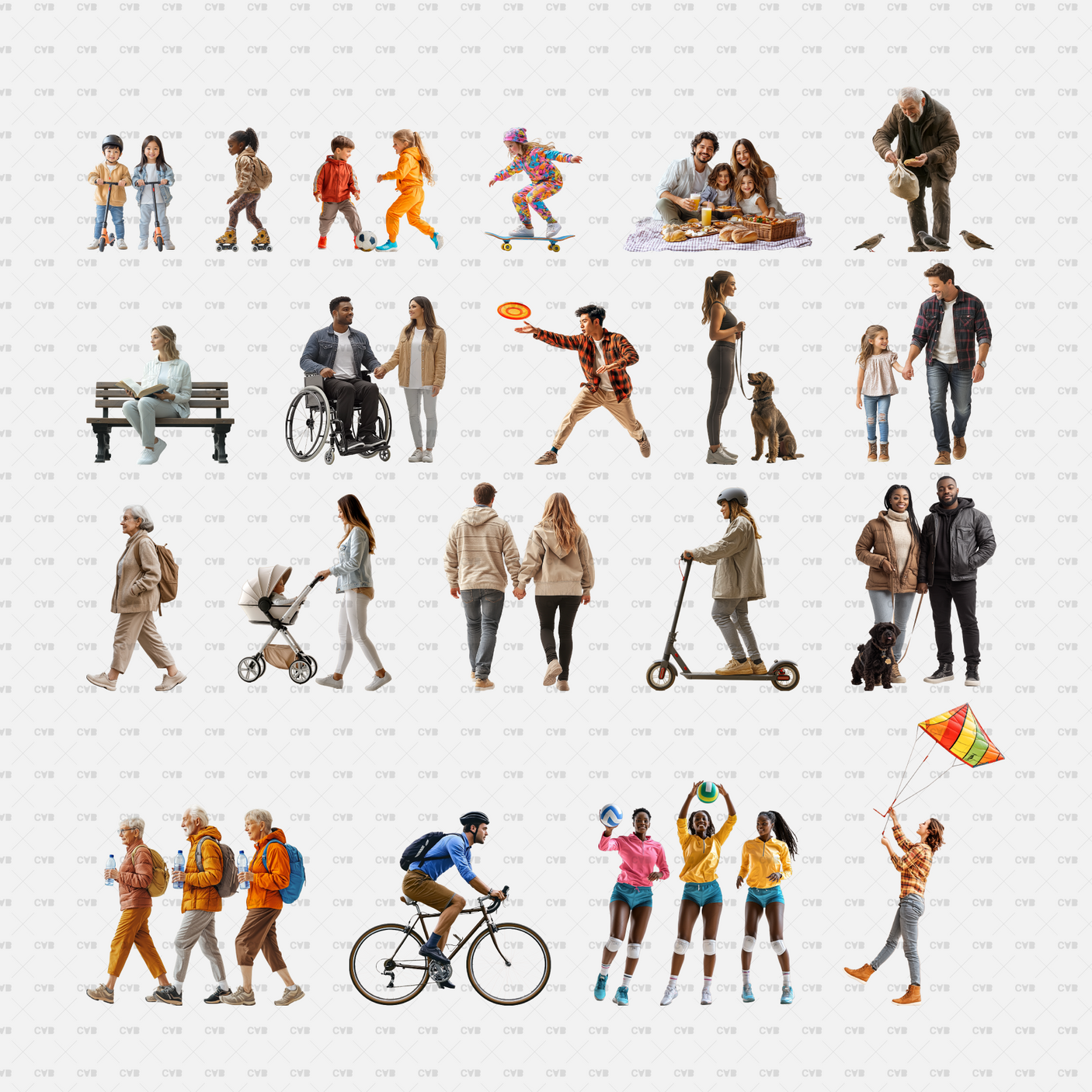 download high quality png cutouts Cadasbuilt people in parks