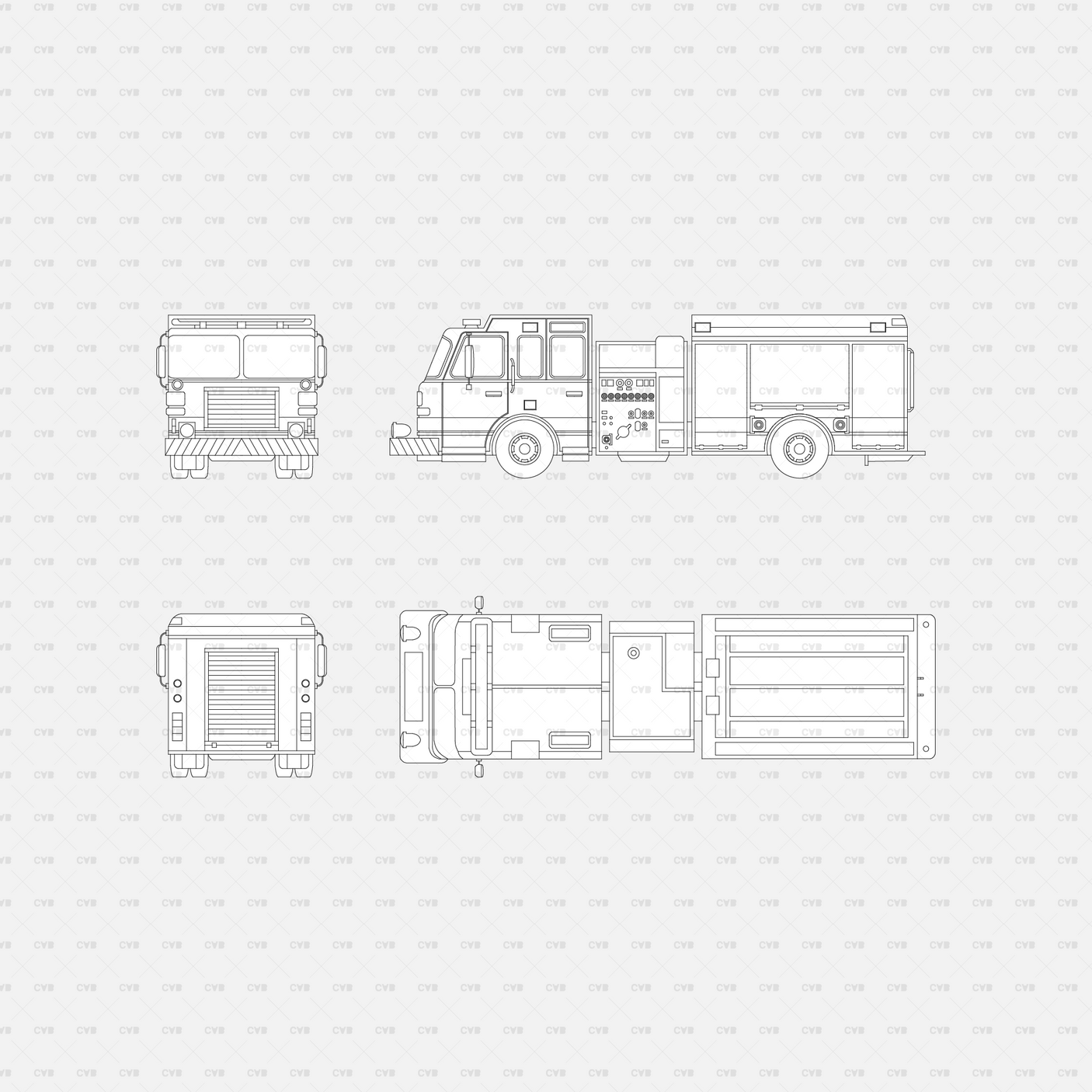 download CAD dynamic blocks and Vector Public Transport vehicles fire truck