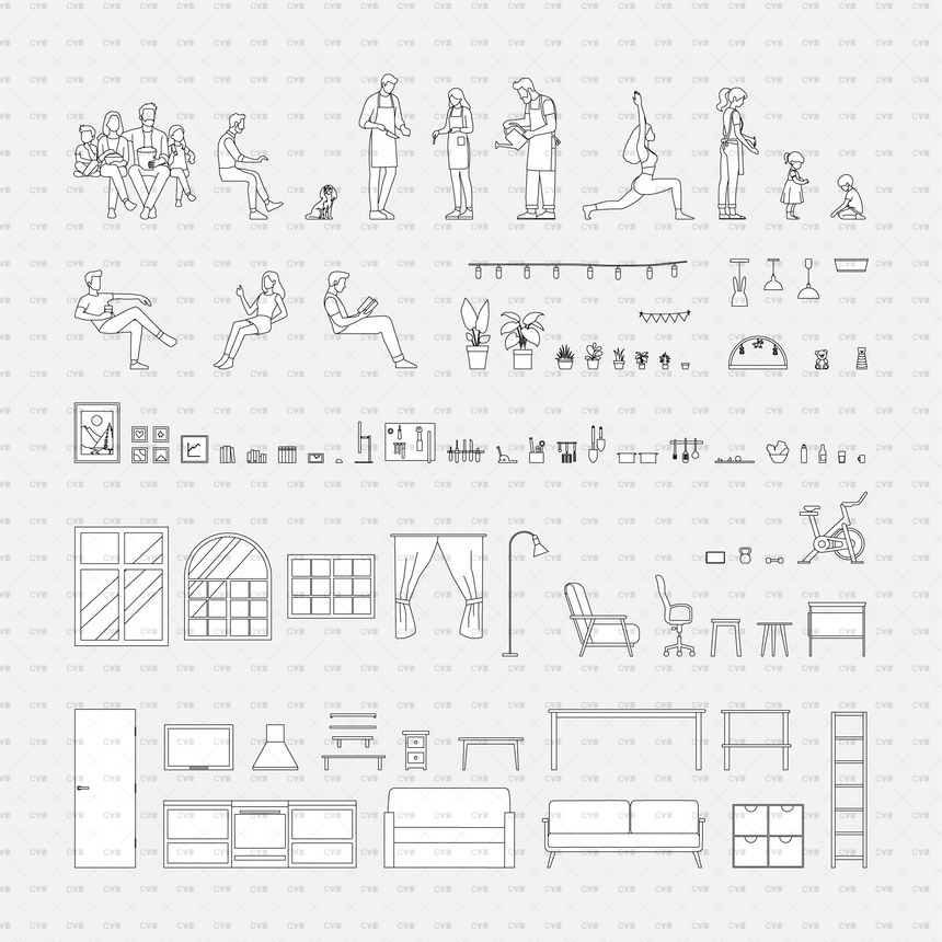 CAD and Vector Home Scenes 01