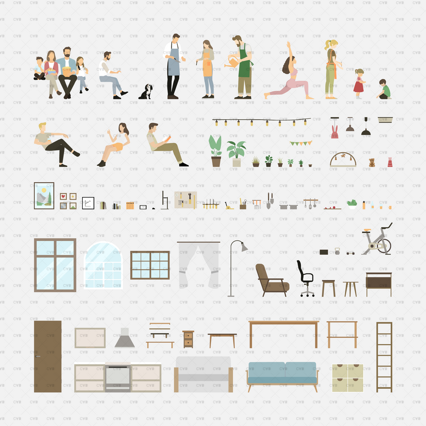 CAD and Vector Home Scenes 01