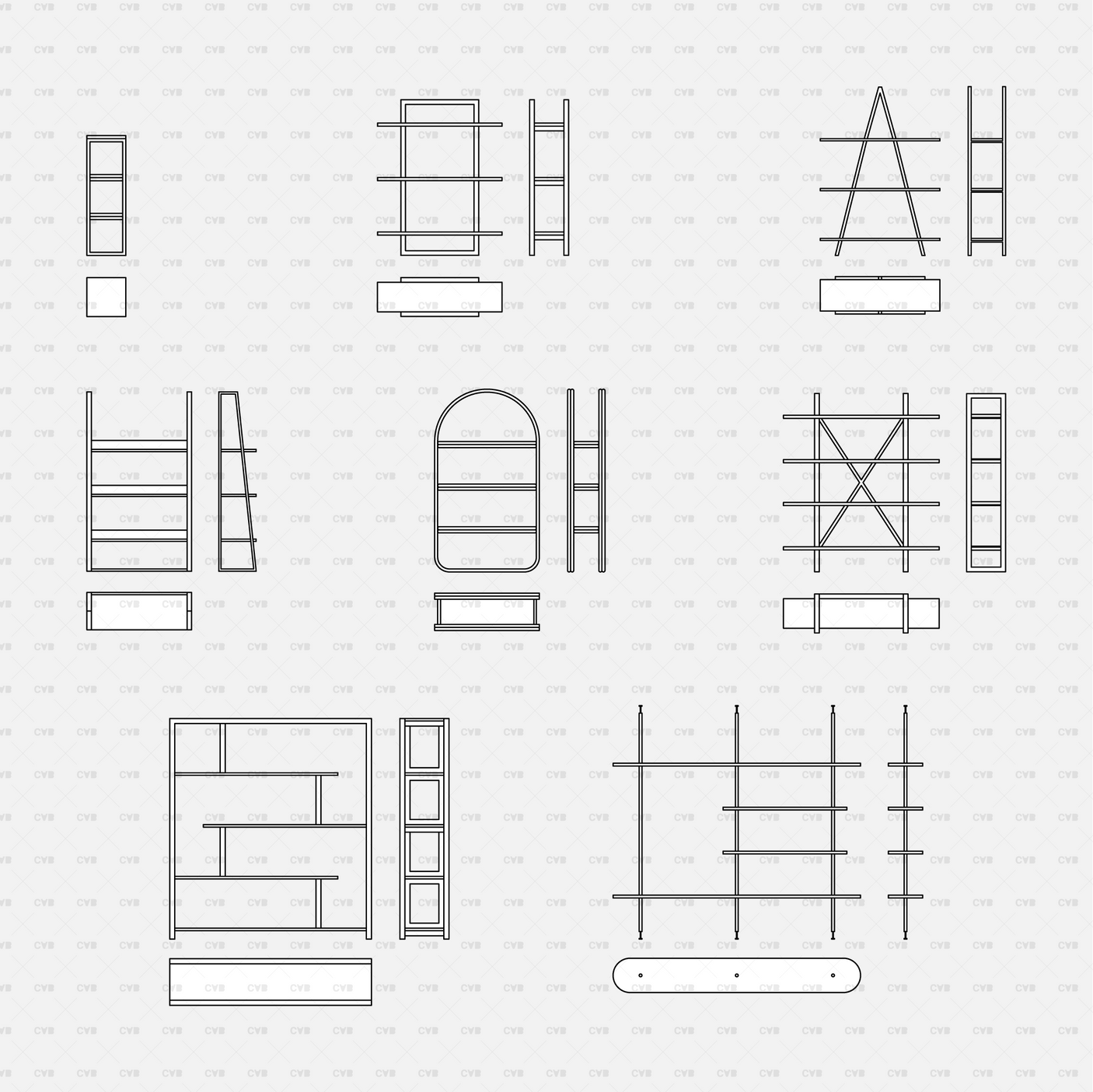 Dynamic CAD Shelves And Storage 01 CADasbuilt BIM Blocks DWG Complete Collection Layout Of All Shelving Blocks And Parts