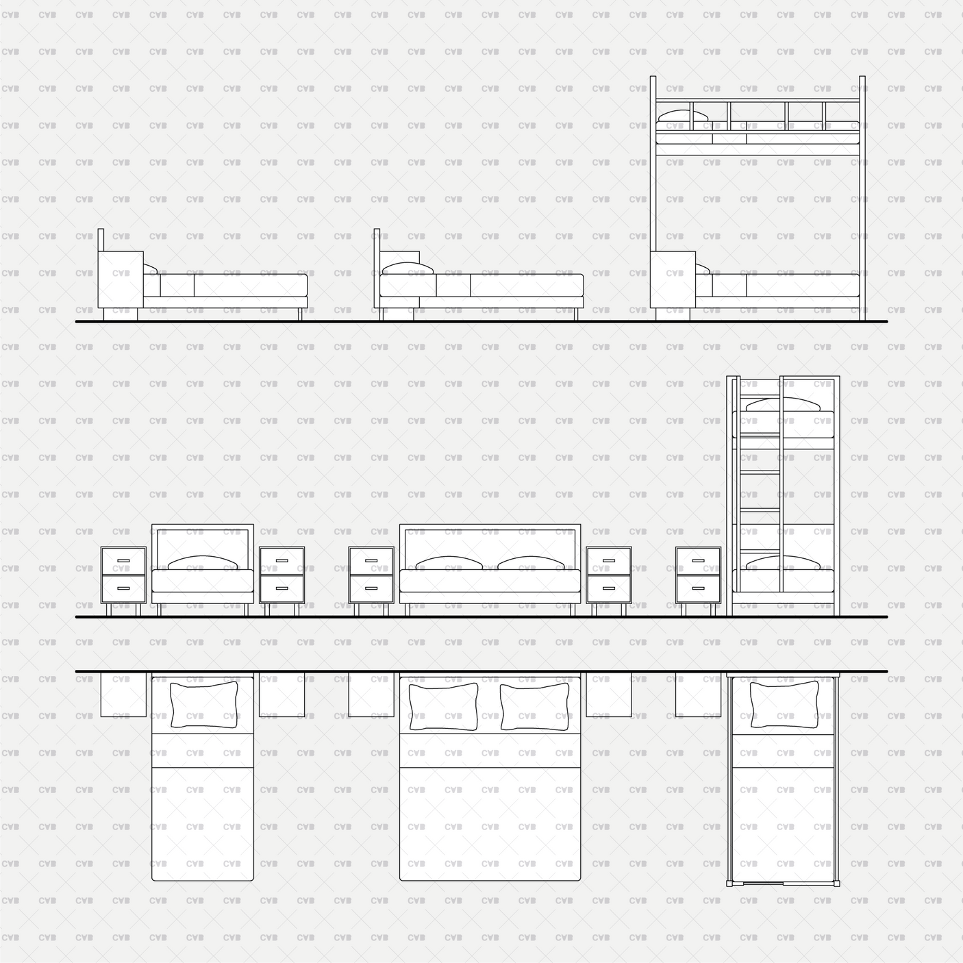 download cad dynamic and vector blocks cadasbuilt single bed double bed double deck bed