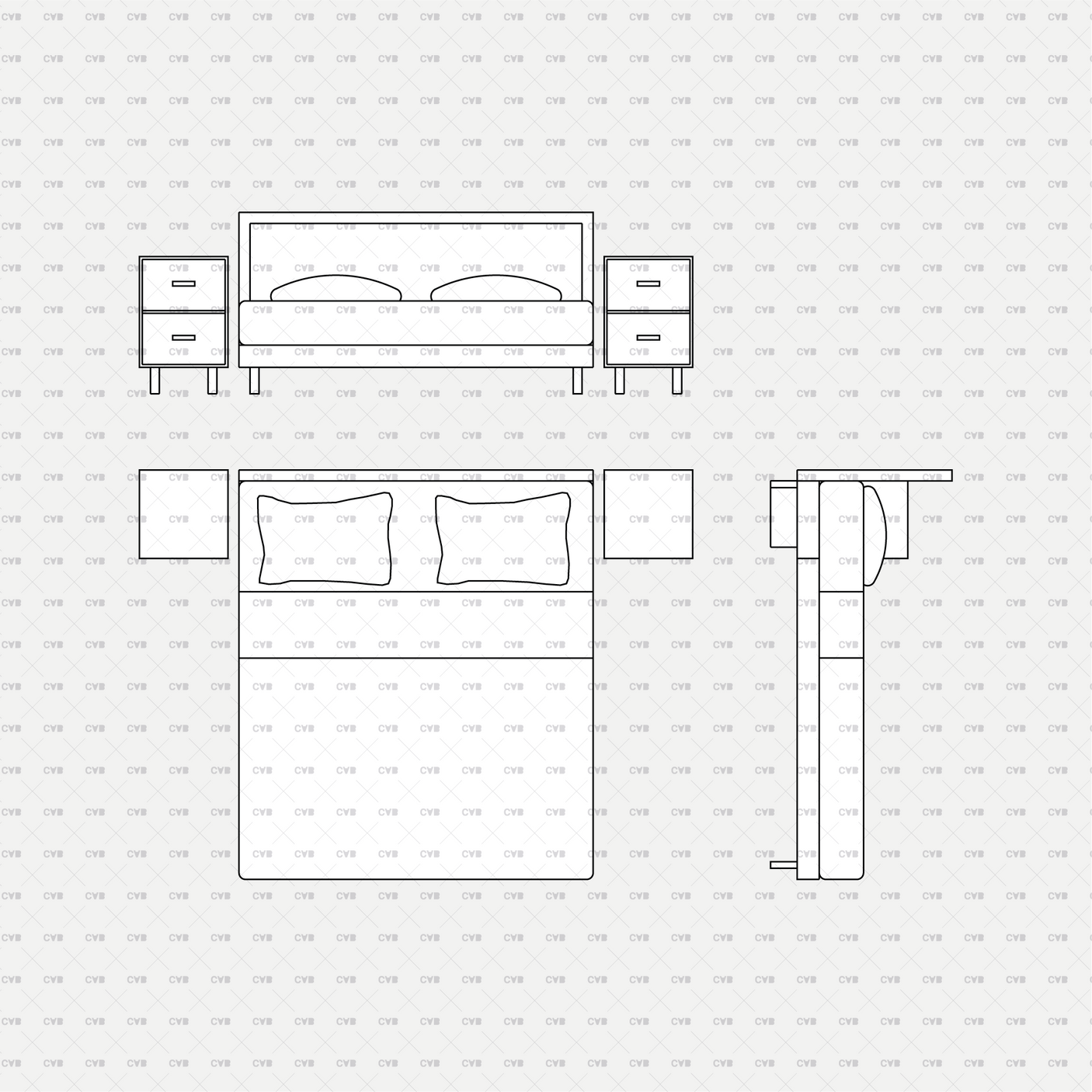 download cad dynamic and vector blocks cadasbuilt double bed