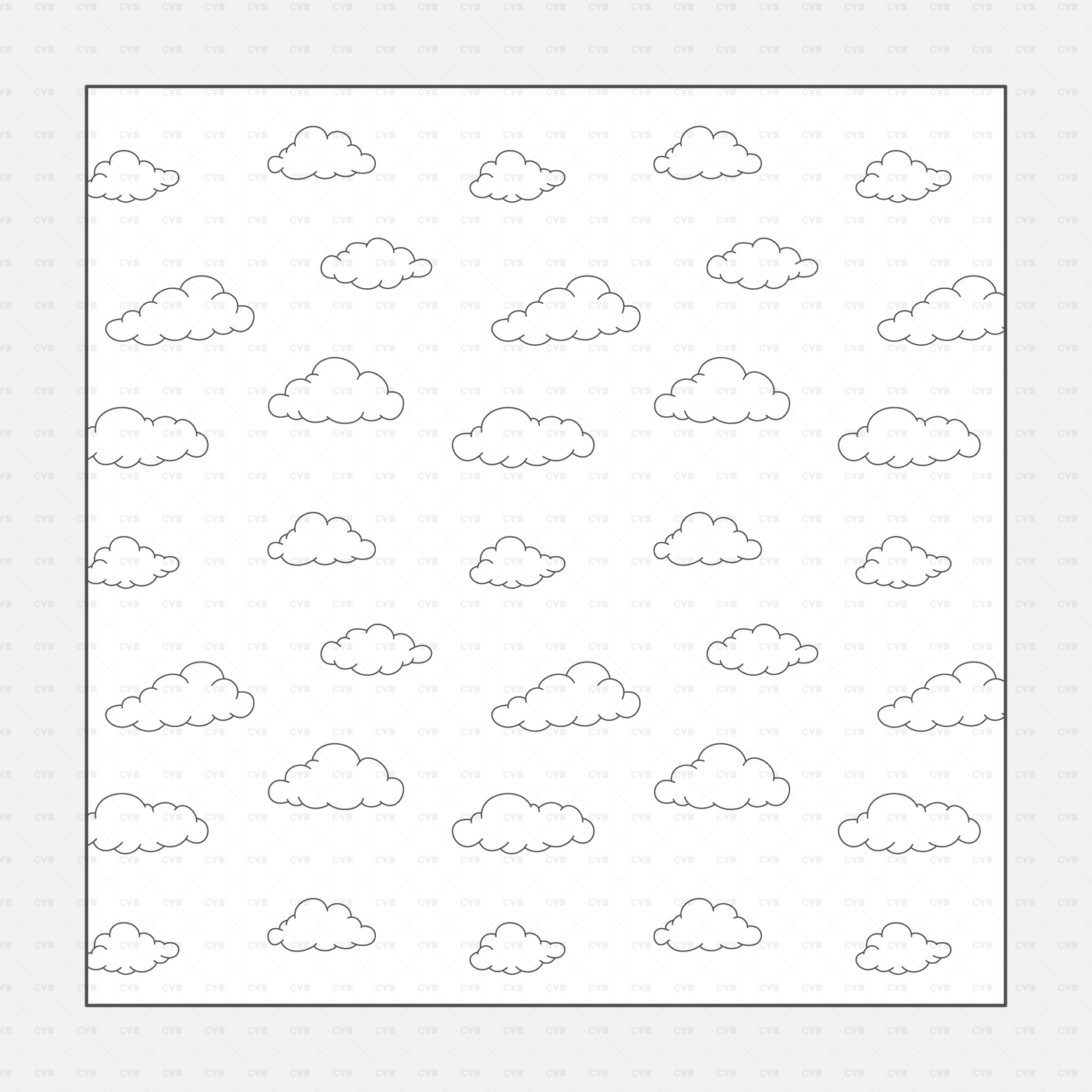 Vector Illustrator Pattern sky patterns CADasbuilt AI SVG soft clouds repeat pattern, rounded cumulus icons evenly spaced.