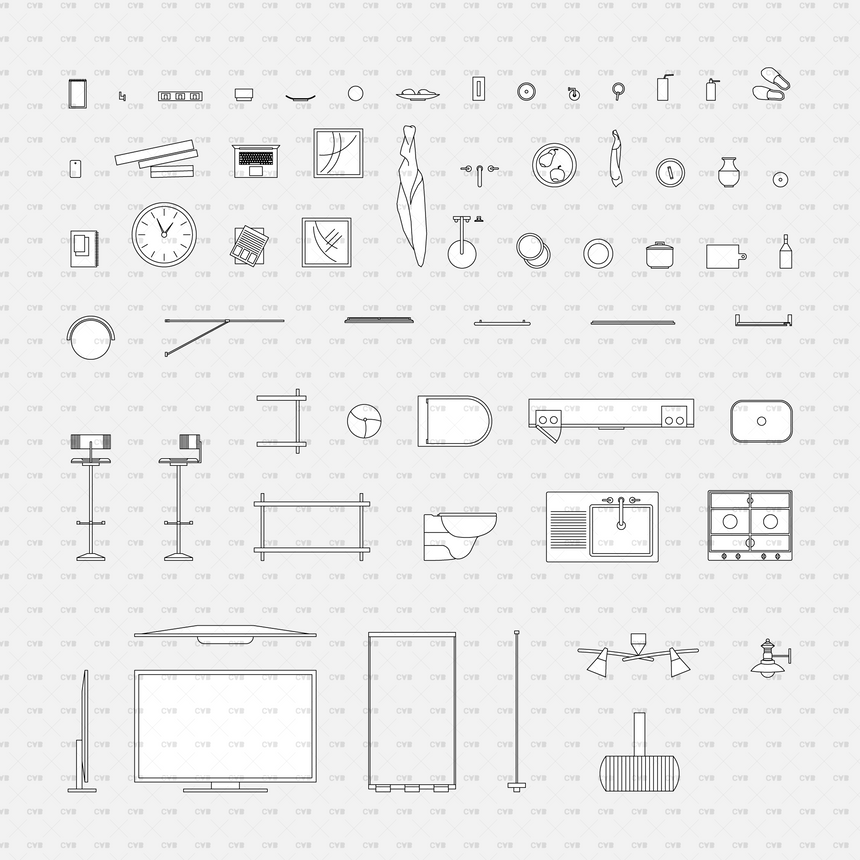 download CAD blocks and Vector Small Apartment Template