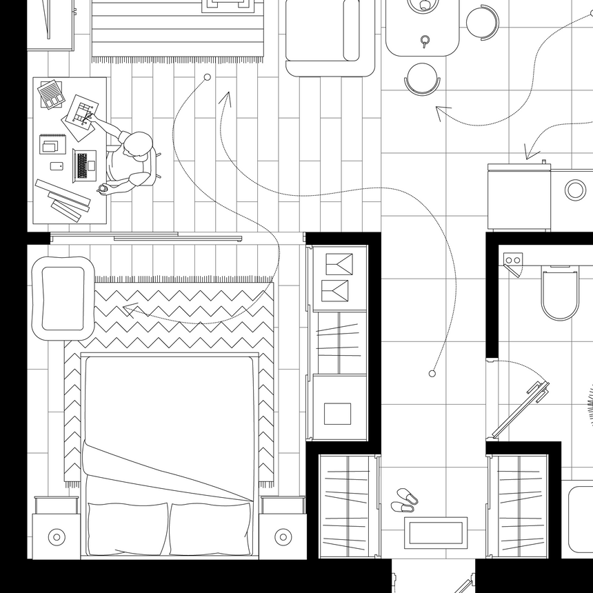 beautiful graphics architectural plan autocad cad illustrator bedroom office