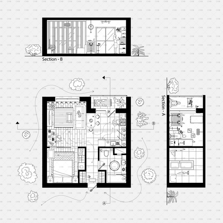 download CAD blocks and Vector Small Apartment Template