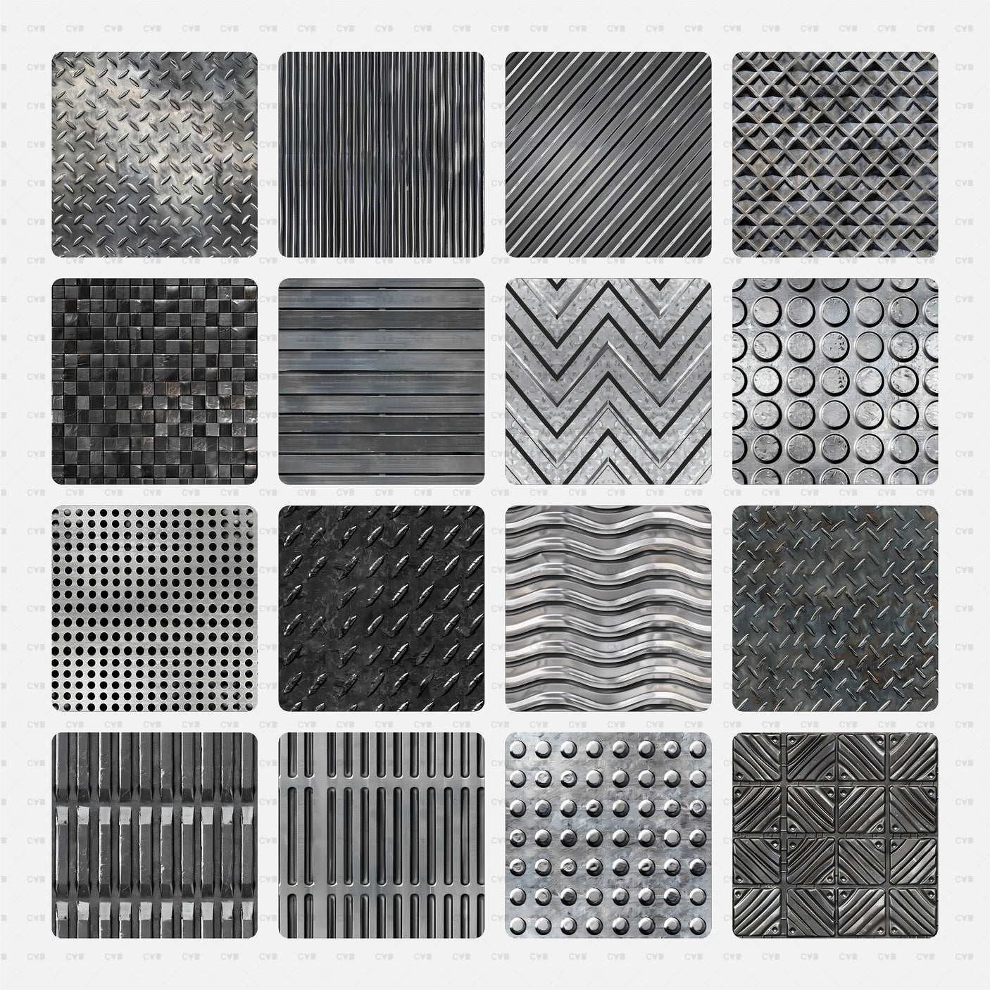 Seamless Pattern Library of Metal Treadplates Textures cadasbuilt free download