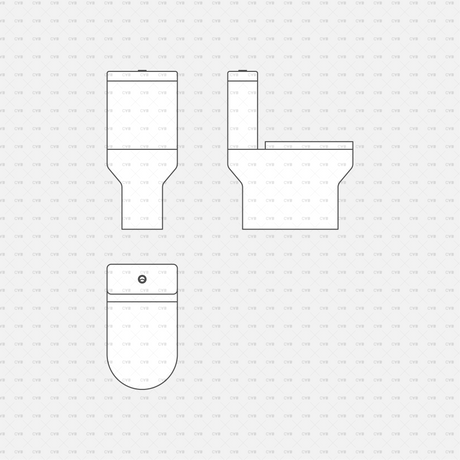 Dynamic CAD Toilet Block CADasbuilt BIM Blocks DWG Black Line Front Side Plan Views Of One‑Piece Toilet