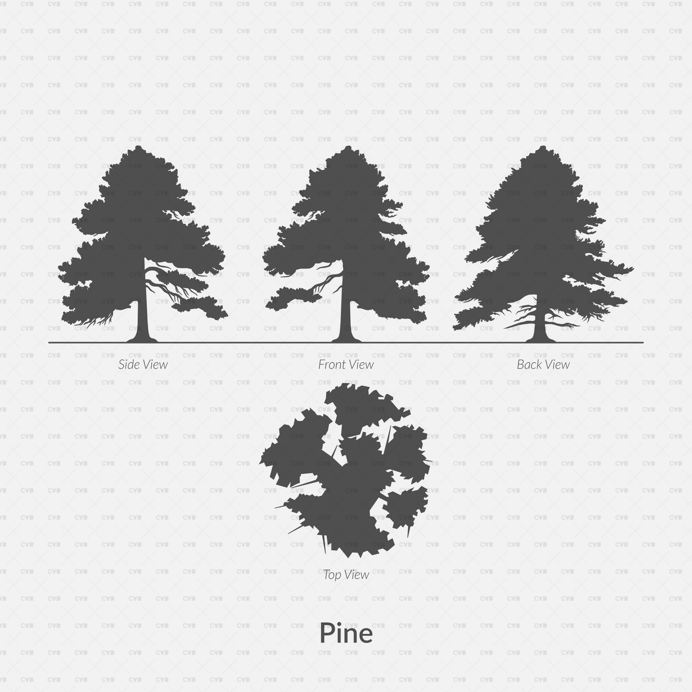 Dynamic CAD Blocks - Trees Silhouettes