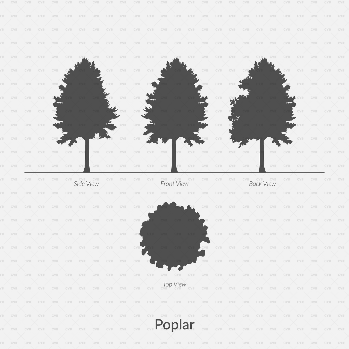 Dynamic CAD Blocks - Trees Silhouettes