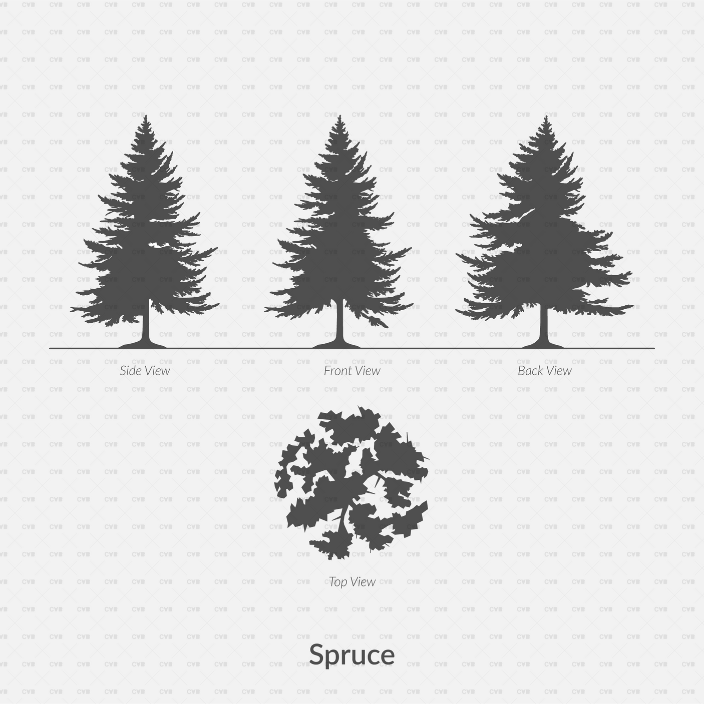 Dynamic CAD Blocks - Trees Silhouettes