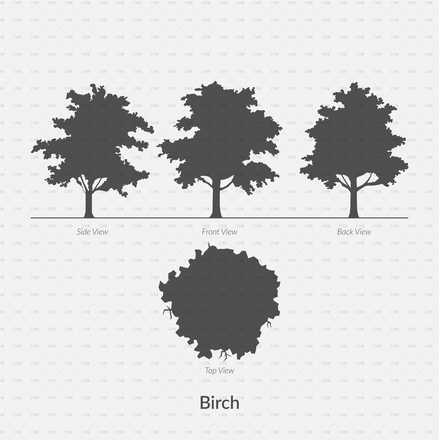 Dynamic CAD Blocks - Trees Silhouettes
