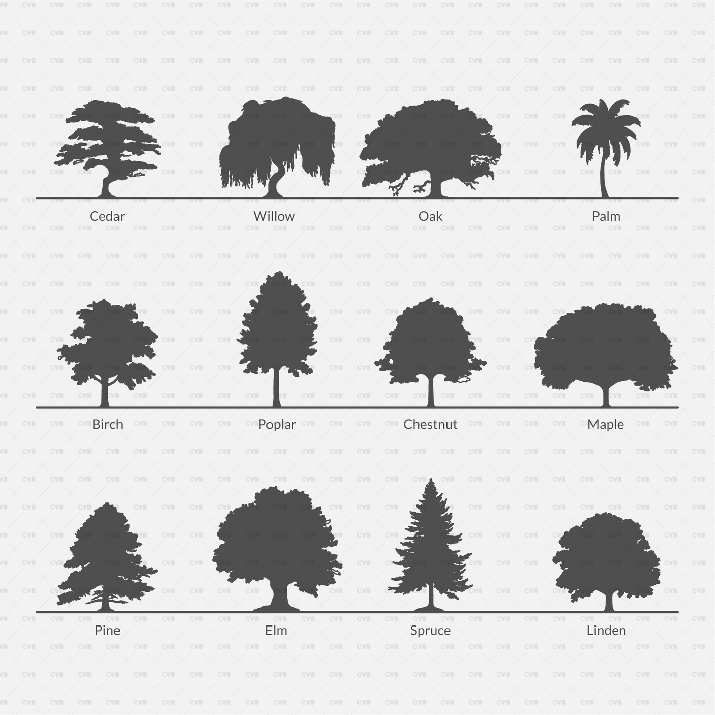 Dynamic CAD Blocks - Trees Silhouettes