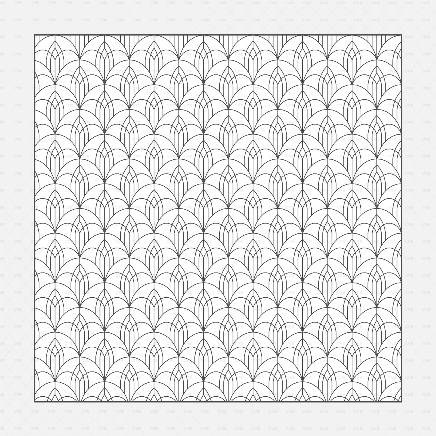 Vector Illustrator Pattern wallpaper CADasbuilt AI SVG – art deco fan grid with stylized leaf fan repeats.