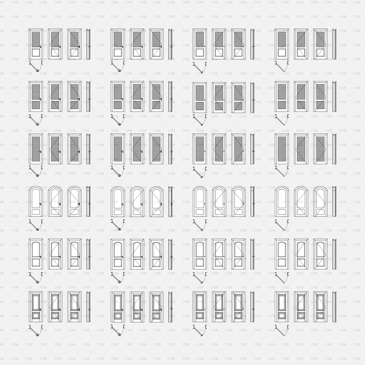 Dynamic CAD Blocks - 49 Doors Mega Pack (Wooden Frame) download autocad door