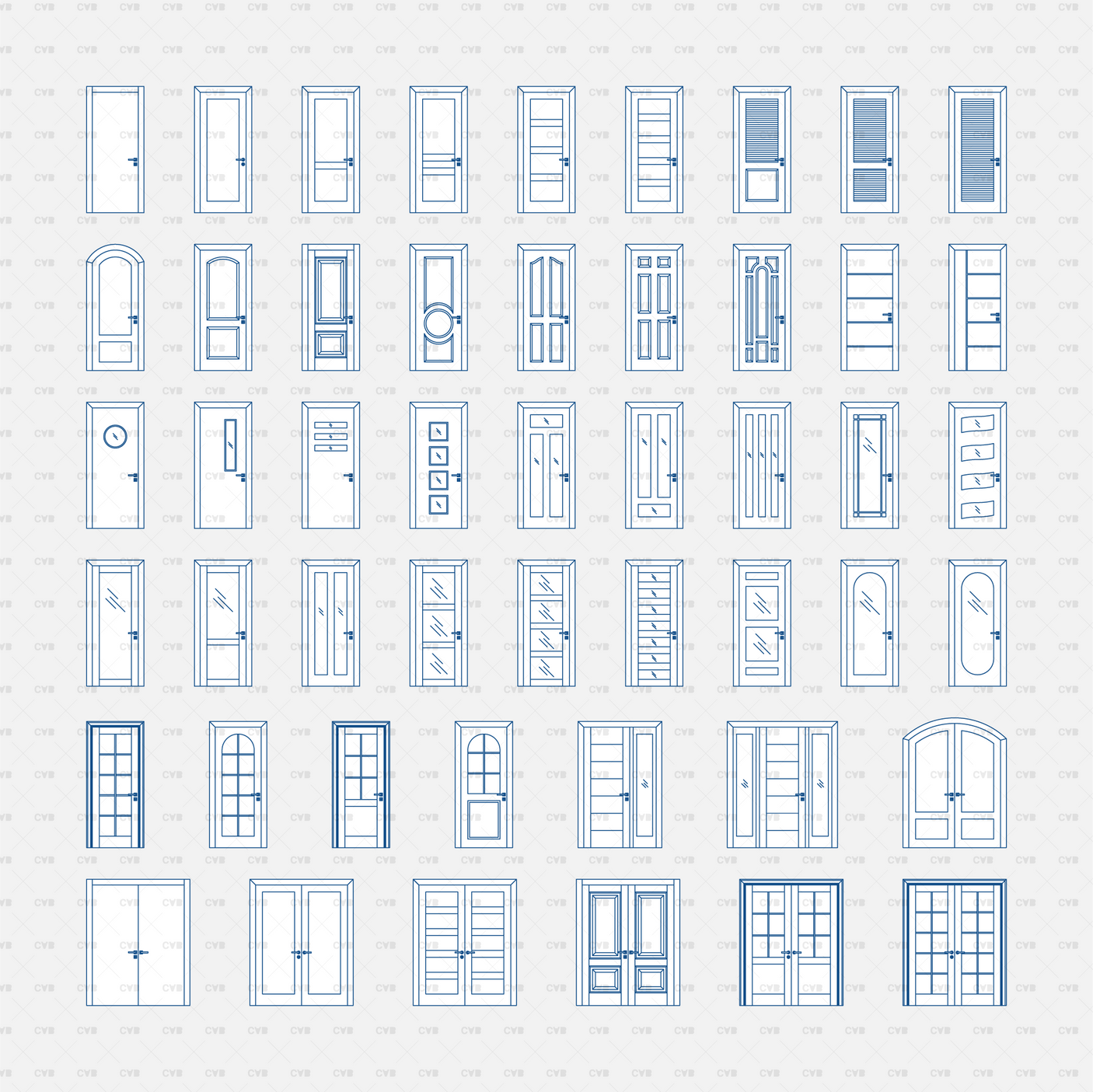 Dynamic CAD Blocks - 49 Doors Mega Pack (Wooden Frame) download autocad door