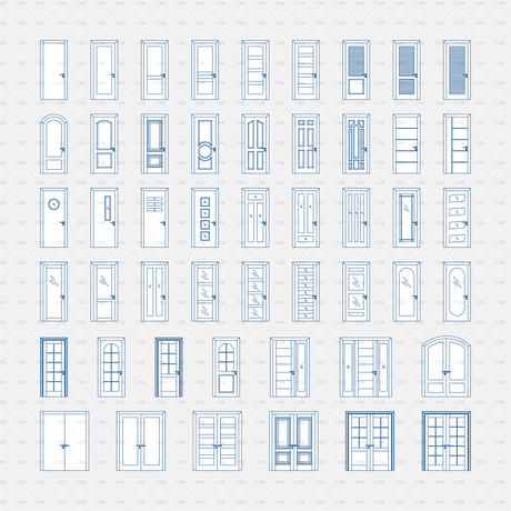Dynamic CAD Blocks - 49 Doors Mega Pack (Wooden Frame) download autocad door