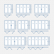cad dynamic blocks aluminum bi-fold doors CADasbuilt BIM blocks dwg blue line front and plan views for 8 folding door sets