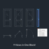 Dynamic CAD Blocks - 49 Doors Mega Pack (Wooden Frame) download autocad door top section elevation views 