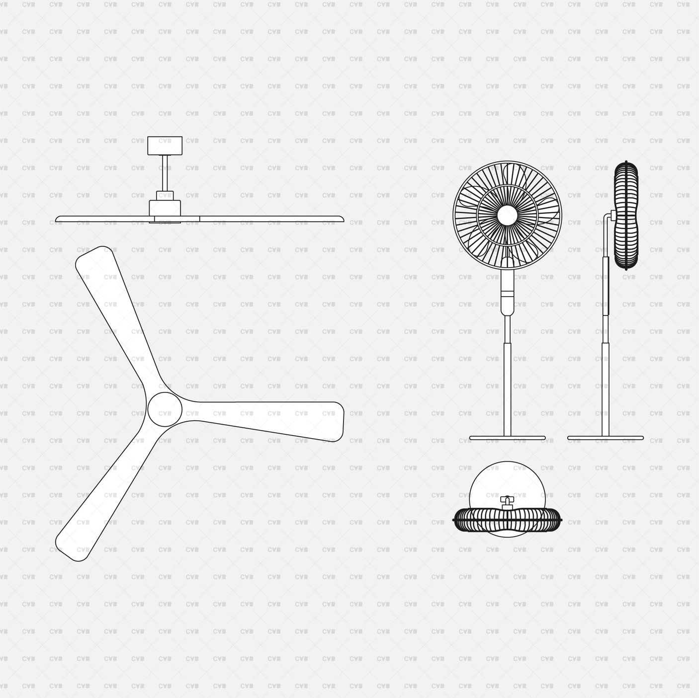 dynamic cad blocks and vector AC, Heating System, and Air Purifiers appliance electric fixture