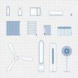 dynamic cad blocks and vector AC, Heating System, and Air Purifiers appliance electric fixture