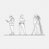 CAD People at a construction site pack CADasbuilt AI SVG surveyor with tripod, worker on tablet, foreman arms crossed