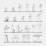 CAD People at a construction site pack CADasbuilt AI SVG collection of construction workers in action, plans, tools