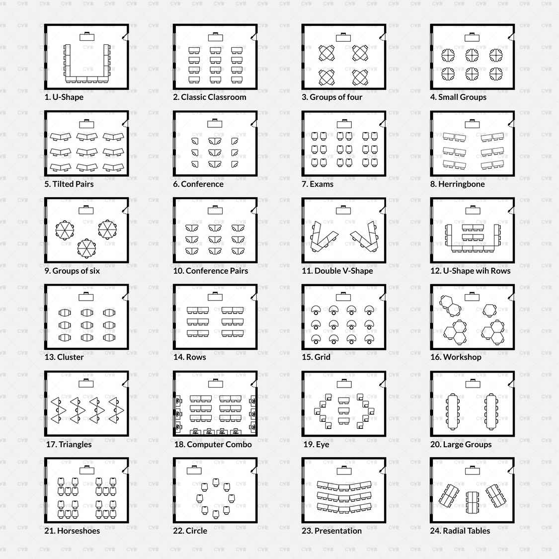 Download CAD Blocks and Vector Classroom Layouts | CADasBuilt – cadasbuilt