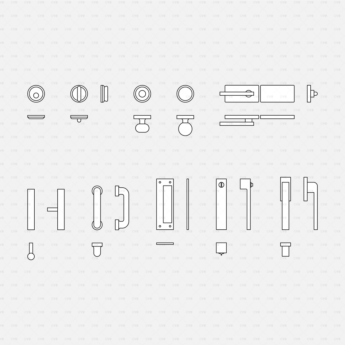 Download CAD Dynamic Blocks Door Handles | CADasBuilt – cadasbuilt