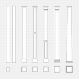 Dynamic CAD Wood Columns CADasbuilt BIM Blocks DWG Tapered Paneled And Square Columns Elevations With Matching Plan Symbols