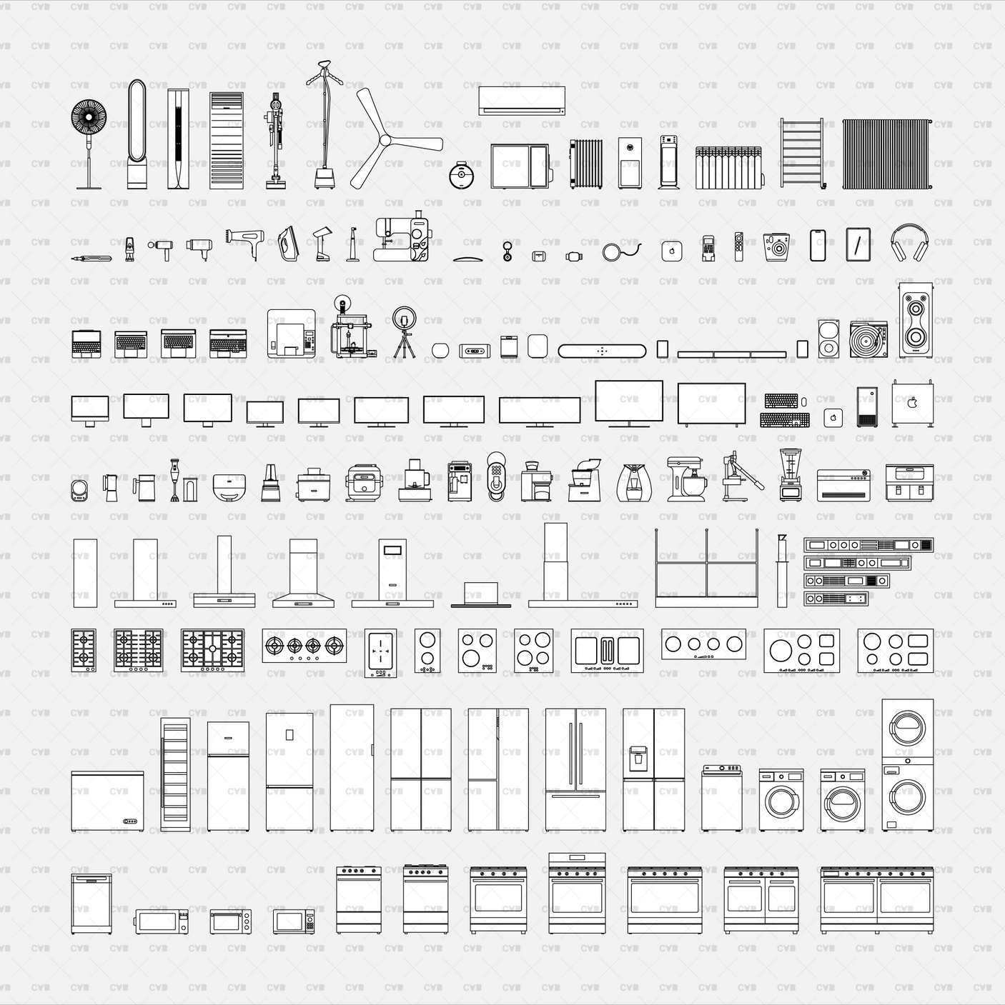 CAD Household Appliances (400 Blocks)