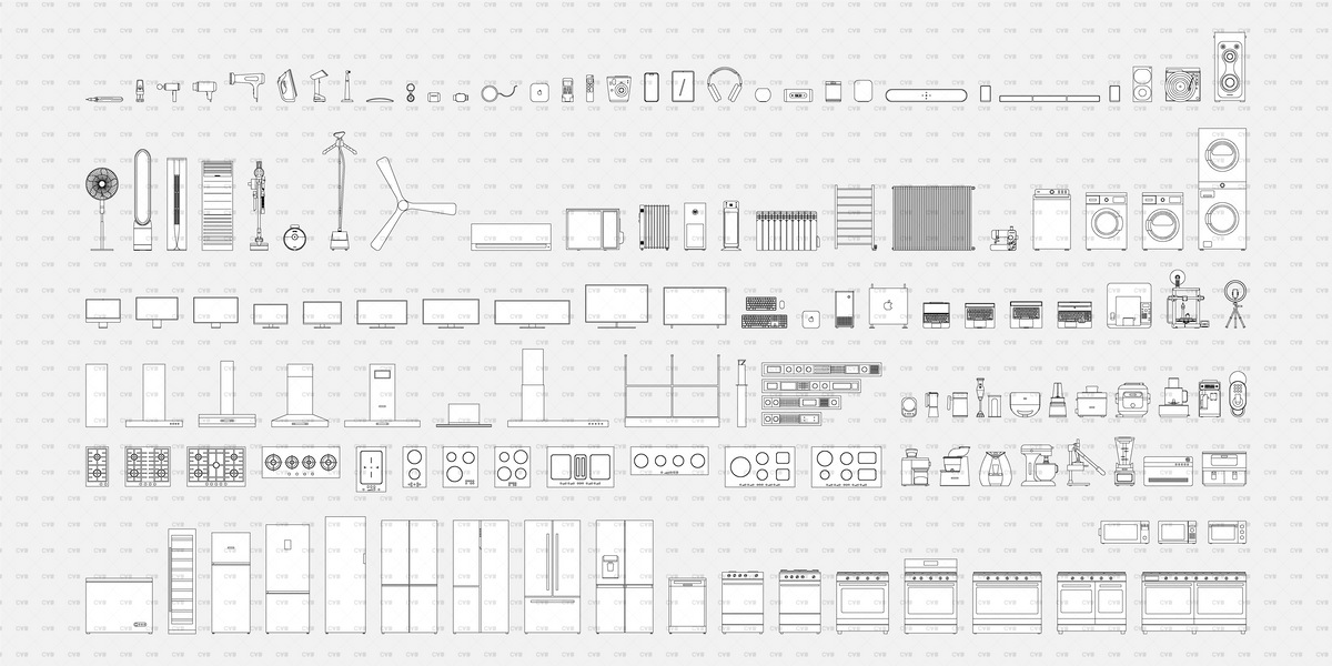 DYNAMIC CAD BLOCKS | 400 Household Appliances | CADasBuilt – cadasbuilt