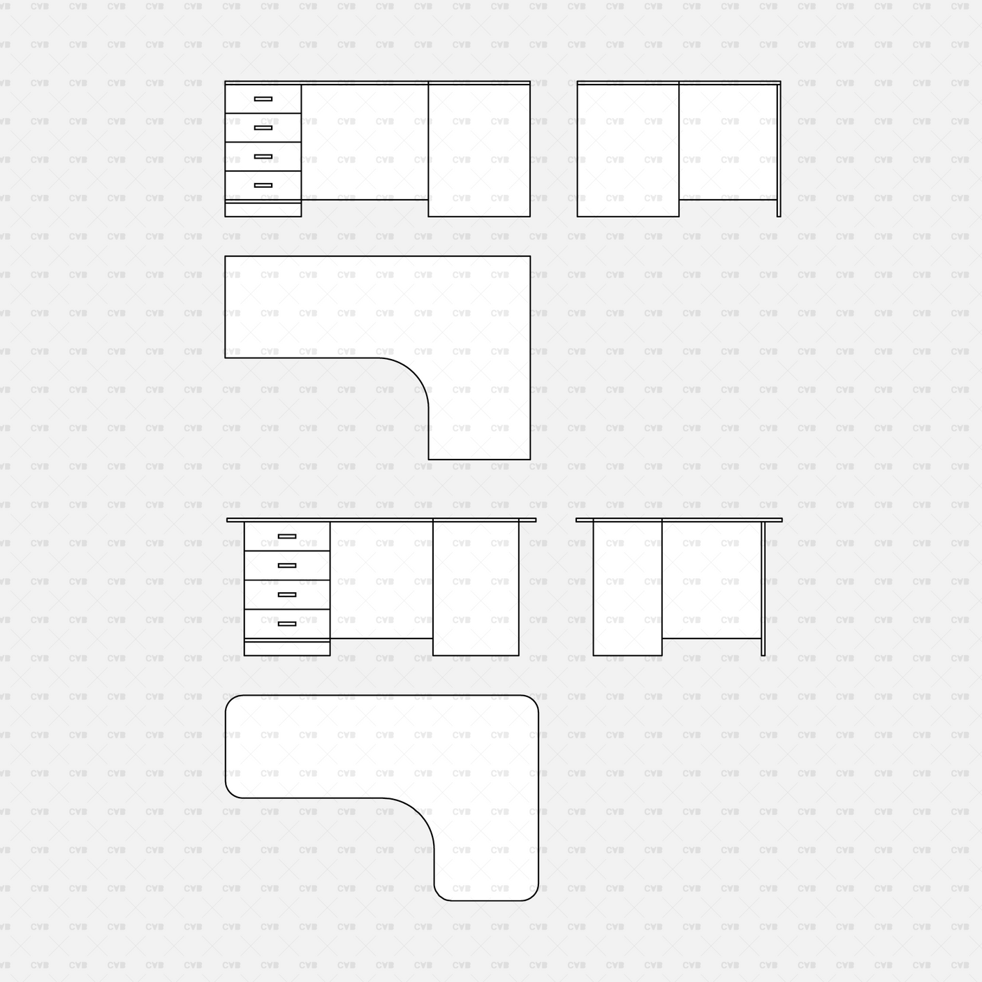 download dynamic cad blocks cadasbuilt individual L-shaped desk