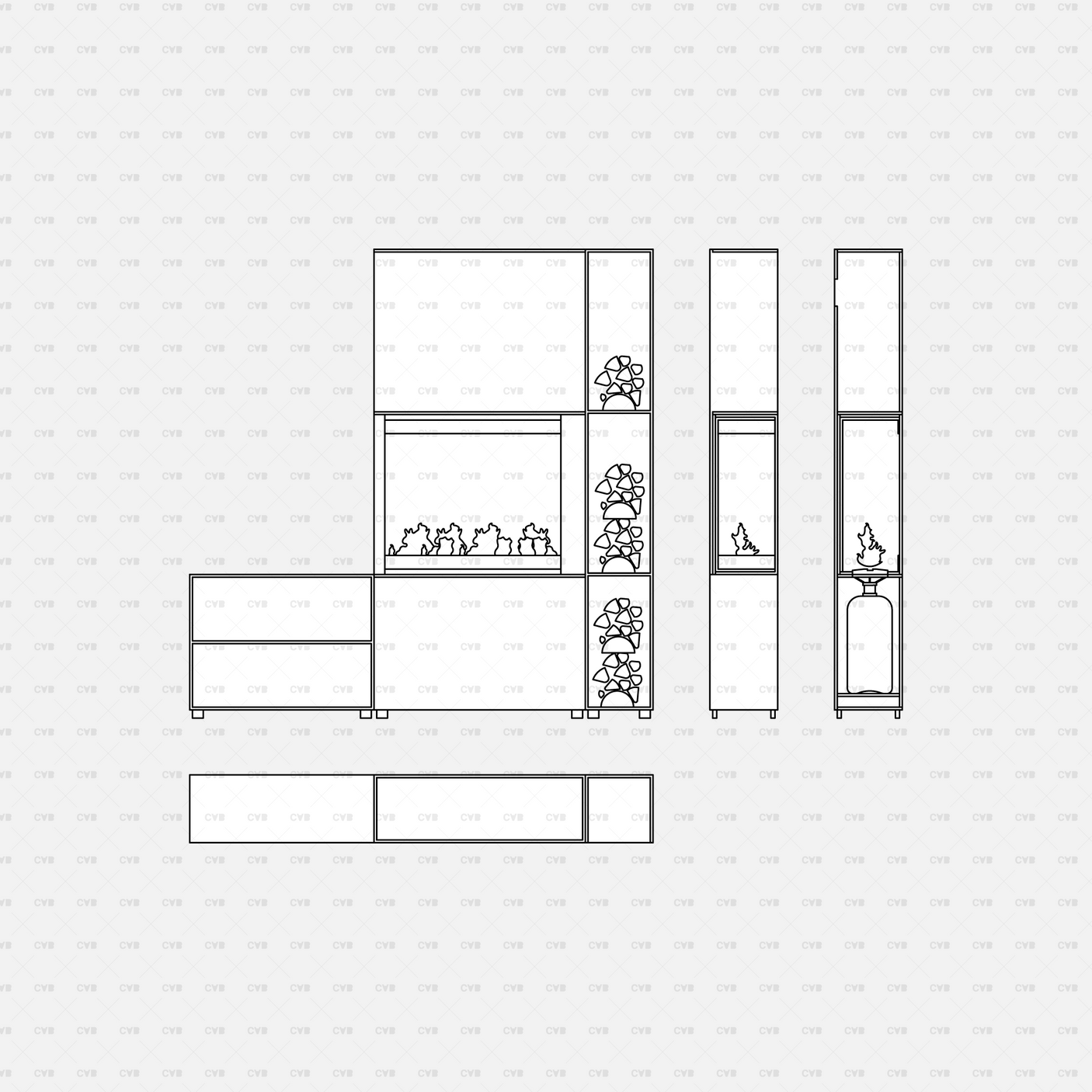 download dynamic cad blocks and vector cadasbuilt modern fireplaces