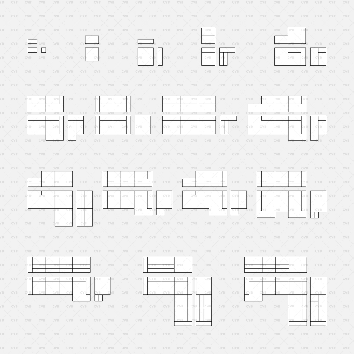 Download CAD Dynamic Blocks and Vector Modular Sofa 02 | CADasBuilt ...