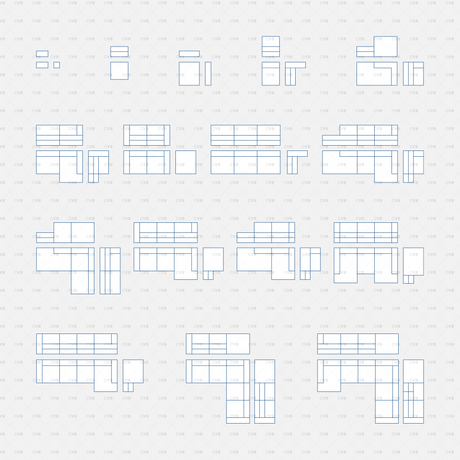 download CAD Dynamic Blocks and Vector Modular Sofa cadasbuilt